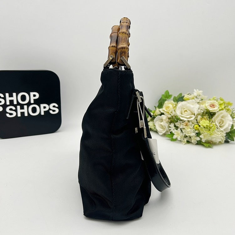 GUCCI Bamboo Handle Nylon 2way Shoulder Bag AI836