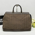 CELINE C Macadam Canvas Leather Boston Travel Bag AJ308.