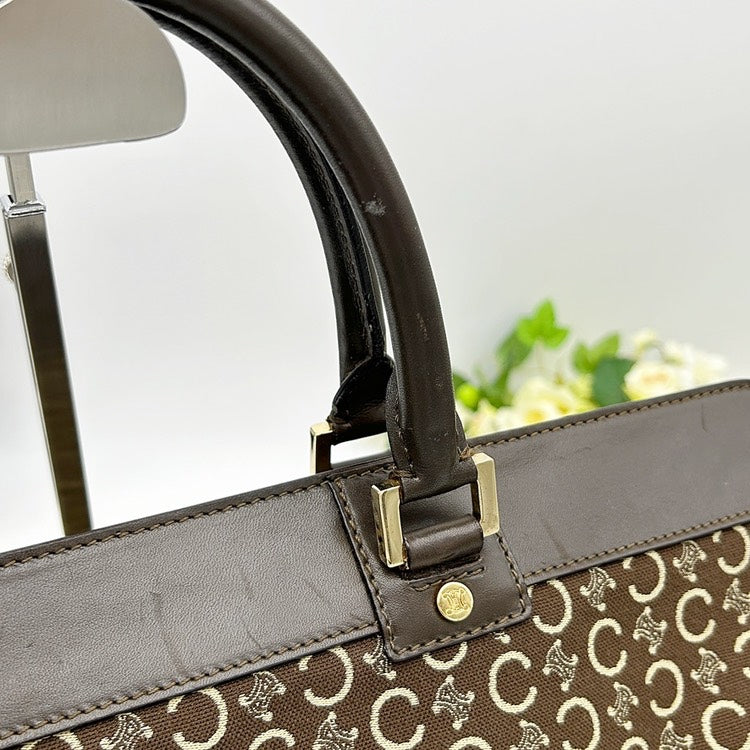 CELINE C Macadam Canvas Leather Boston Travel Bag AJ308