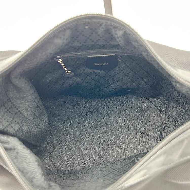 GUCCI Bamboo Handle Nylon Hobo Shoulder Bag AI302