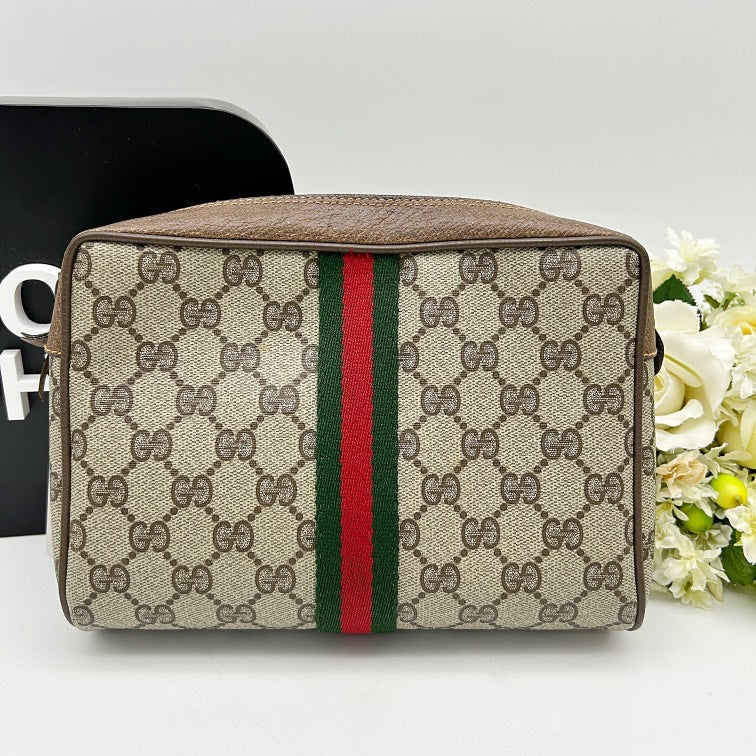 GUCCI Vintage GG Supreme Sherry Line Clutch Bag gu6513vv
