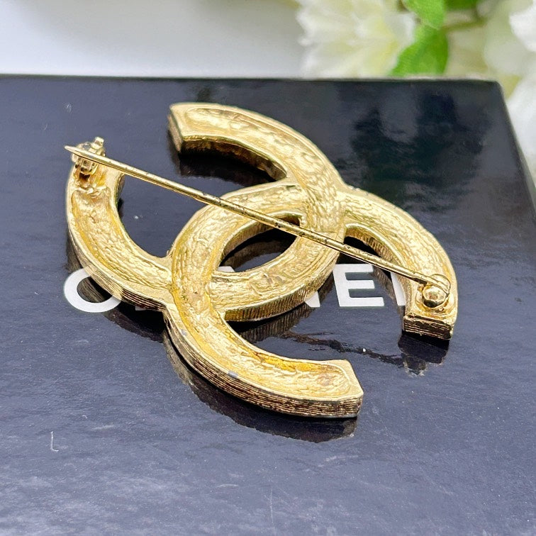 CHANEL Vintage CC Logo Rhinestone Brooch ch4433fg