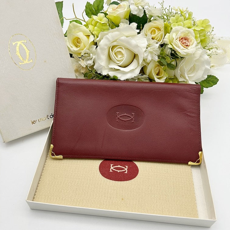 Cartier Must de Cartier Bordeaux Leather Long Wallet ca8504gf.