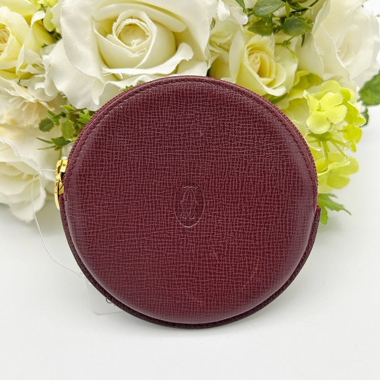 Cartier Must de Cartier Bordeaux Leather Round Coin Purse ca2506gg.