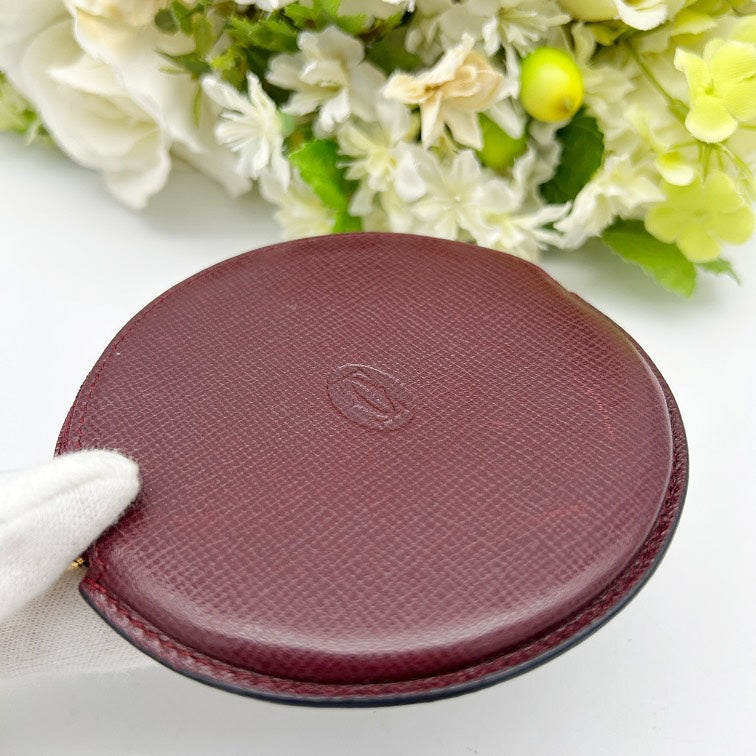 Cartier Must de Cartier Bordeaux Leather Round Coin Purse ca2506gg