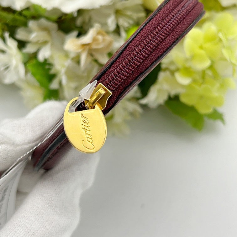 Cartier Must de Cartier Bordeaux Leather Round Coin Purse ca2506gg