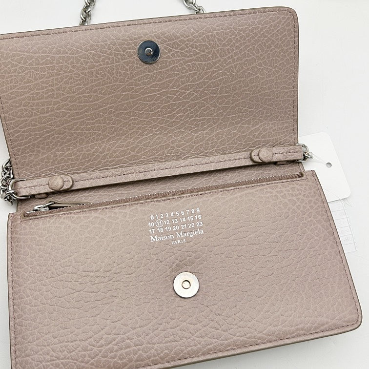 Maison Margiela 4-Stitch Grained Leather Chain Wallet Bag mj4563nd