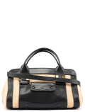 Beige Black Calfskin 2-Way Tote Bag