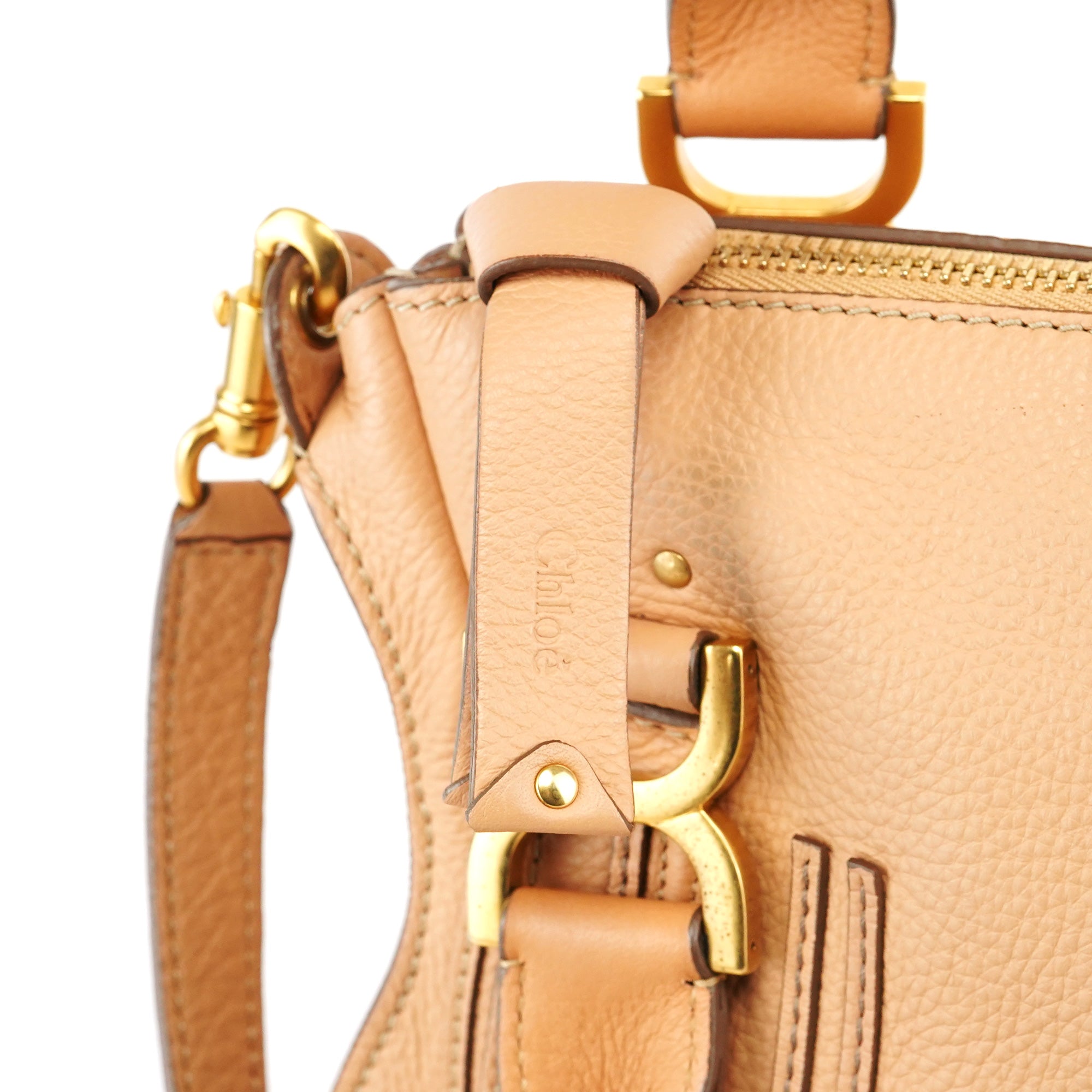 Beige Leather Marcie 2-Way Bag