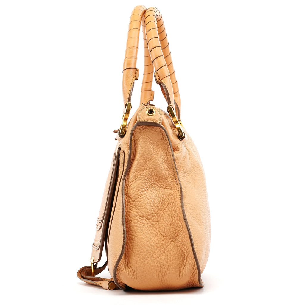 Beige Leather Marcie 2-Way Bag