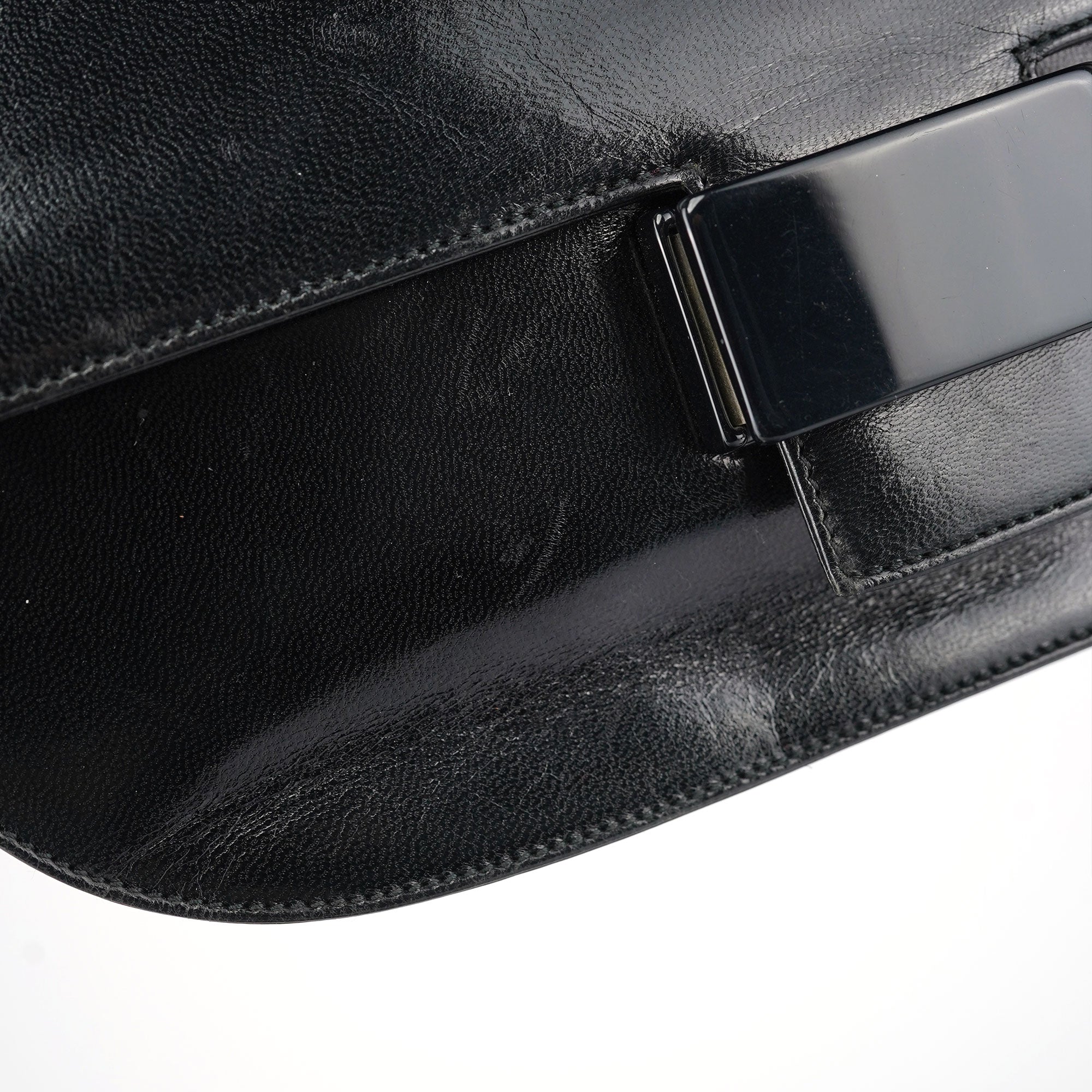 Black Calfskin Madras Shoulder Bag