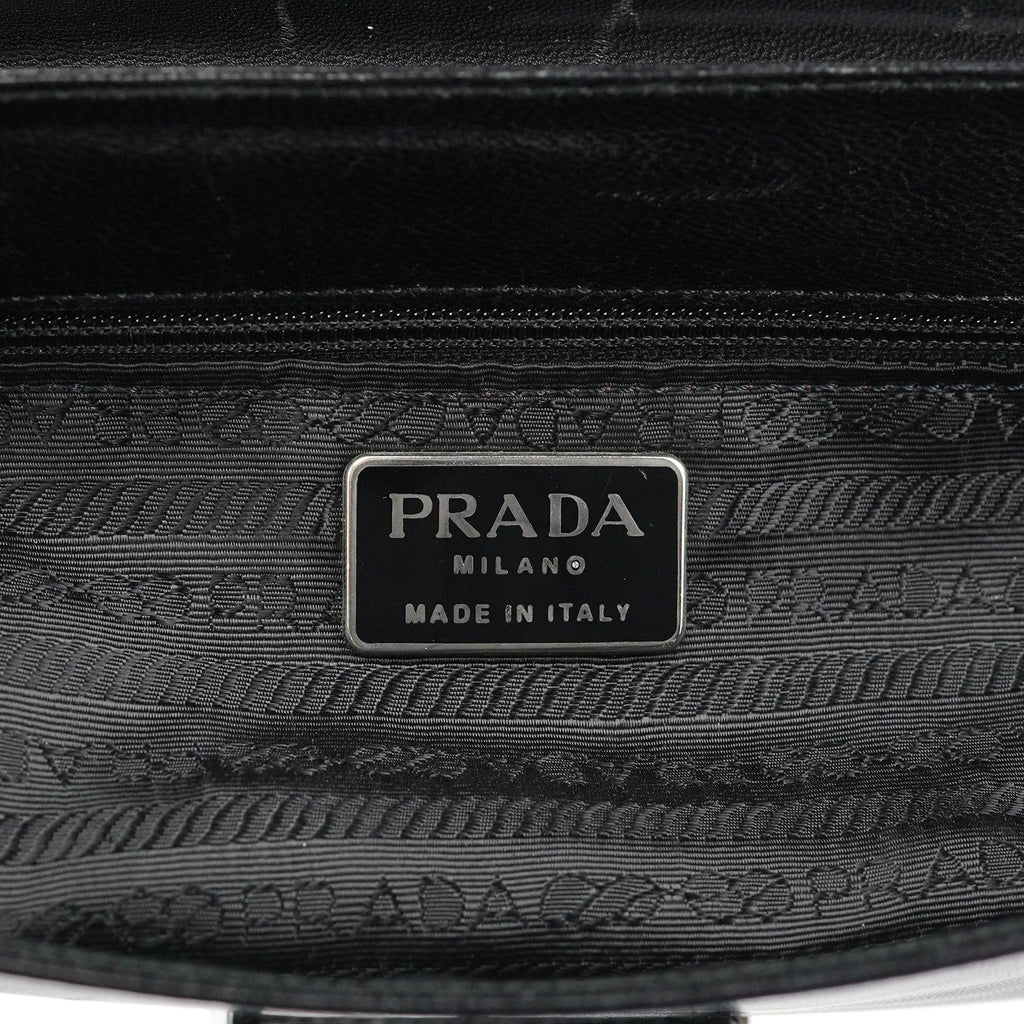 Black Calfskin Madras Shoulder Bag