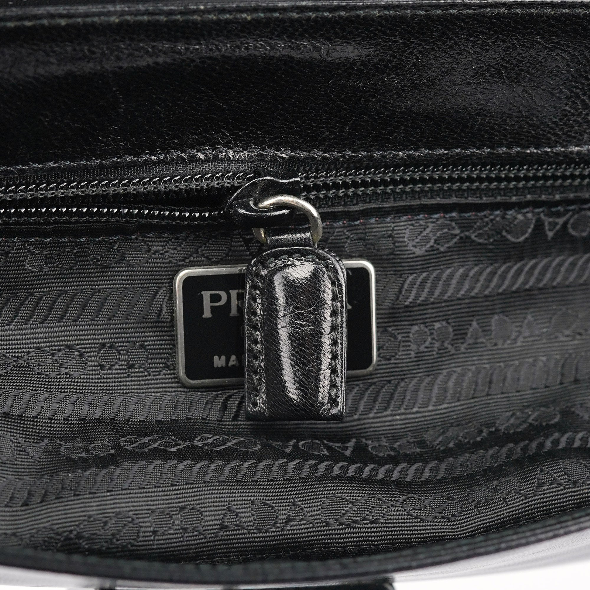 Black Calfskin Madras Shoulder Bag