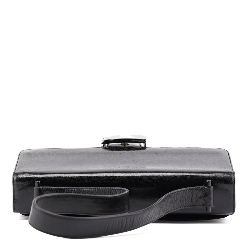 Black Calfskin Madras Shoulder Bag