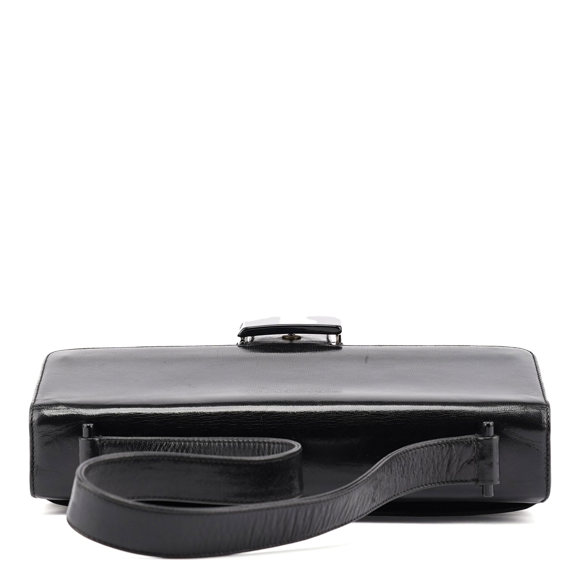 Black Calfskin Madras Shoulder Bag