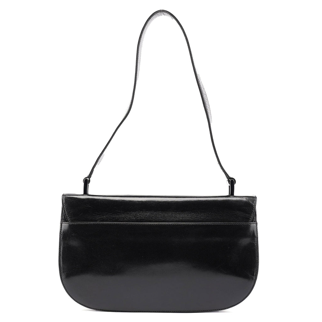 Black Calfskin Madras Shoulder Bag