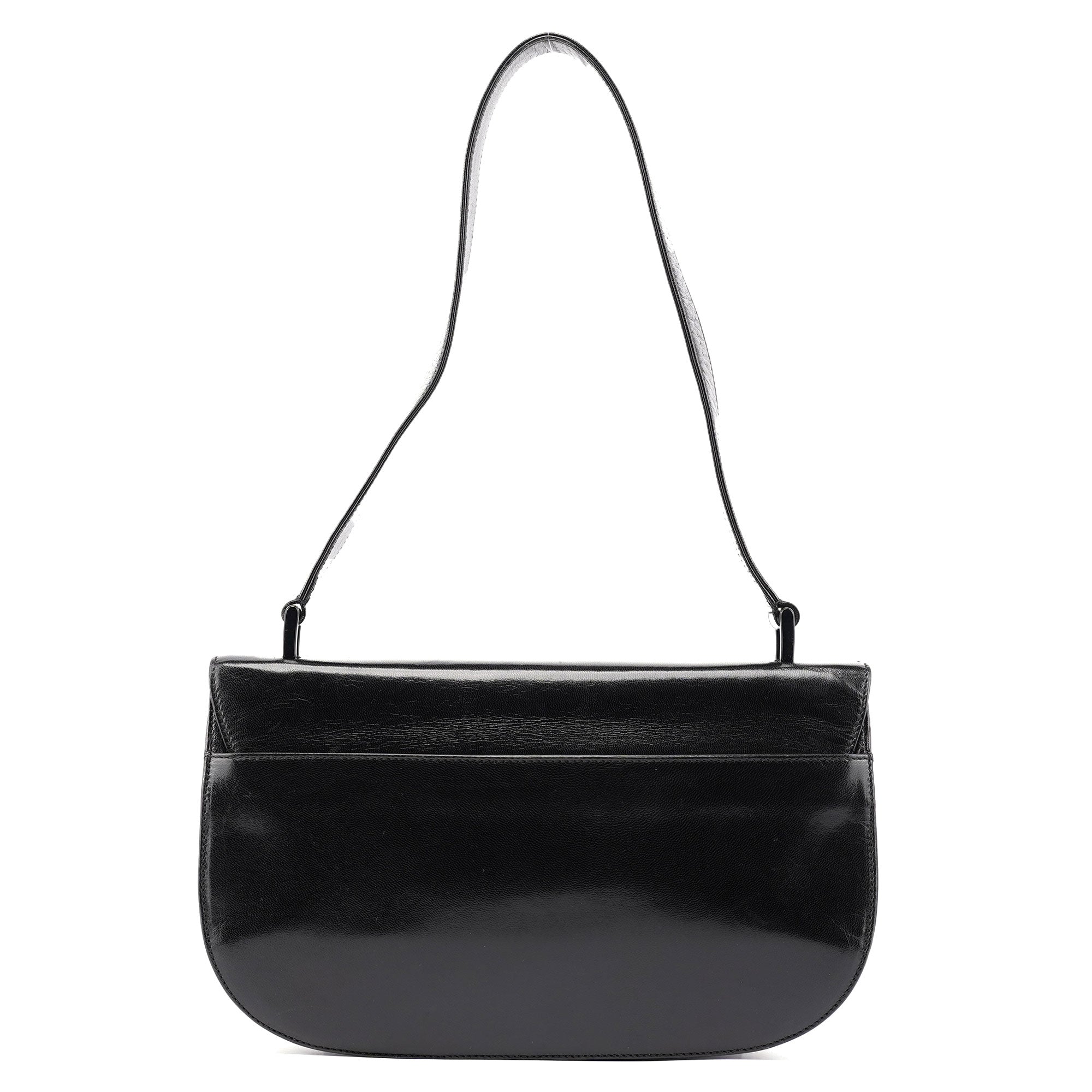 Black Calfskin Madras Shoulder Bag