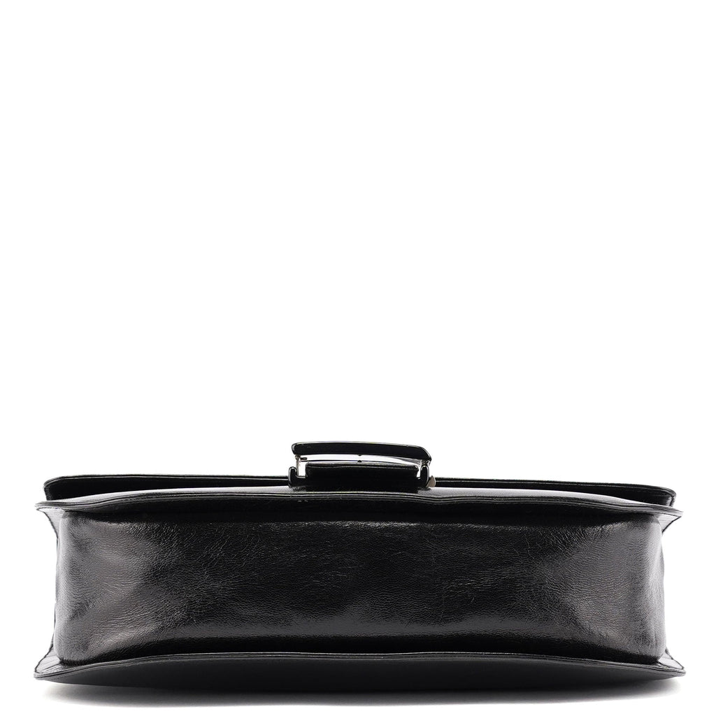 Black Calfskin Madras Shoulder Bag