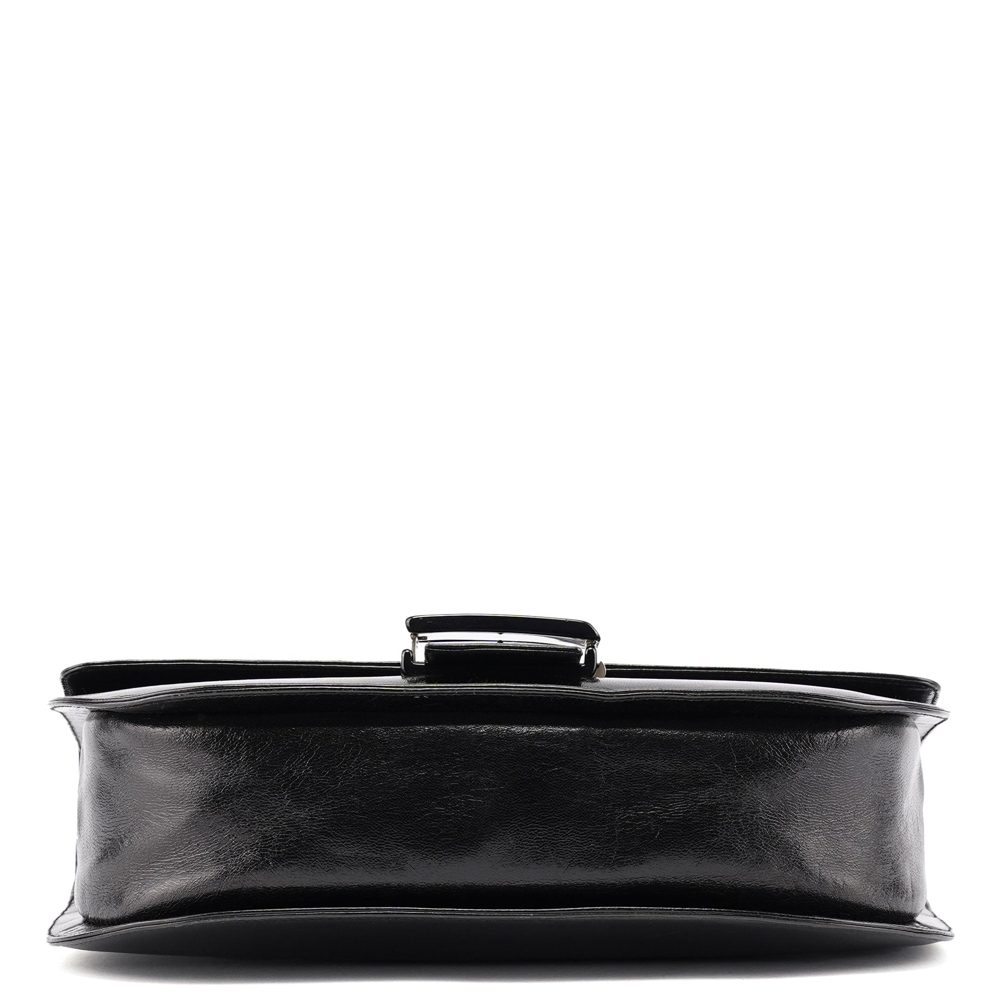 Black Calfskin Madras Shoulder Bag