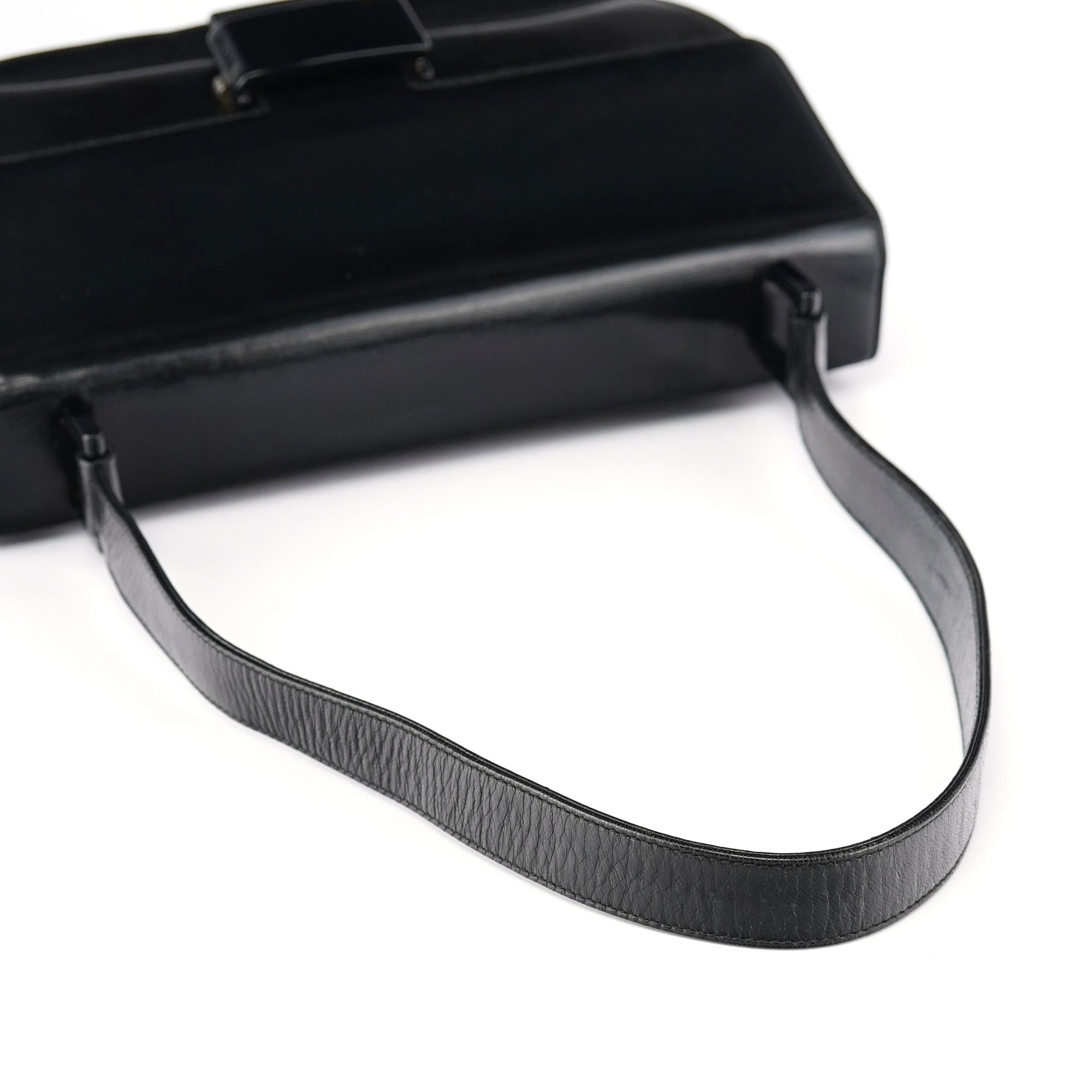 Black Calfskin Madras Shoulder Bag