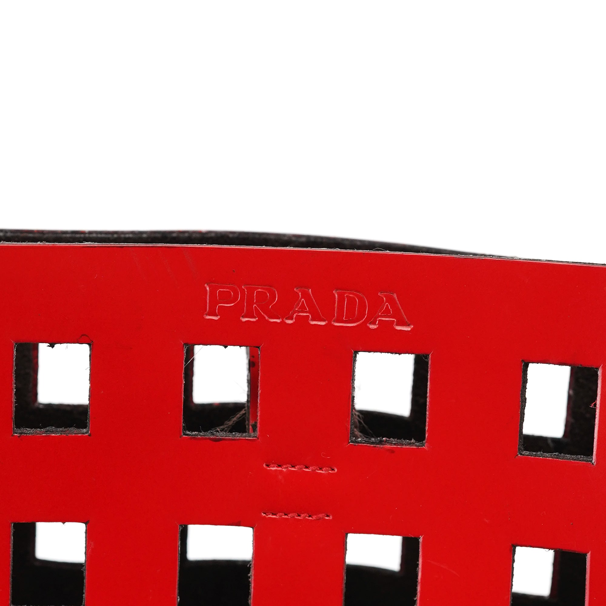 Red Perforated Leather Shoulder Bag