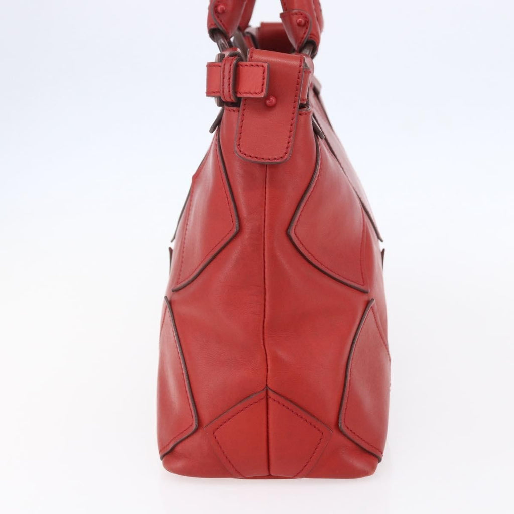 Salvatore Ferragamo Gancini Handbag Leather Red Leather Handbag (Authentic  )