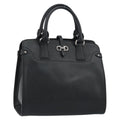Salvatore Ferragamo Gancini Handbag Leather Black Leather Handbag (Authentic  )