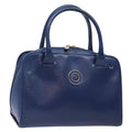 Celine Circle Logo Handbag Leather Blue Leather Bag (Authentic  )