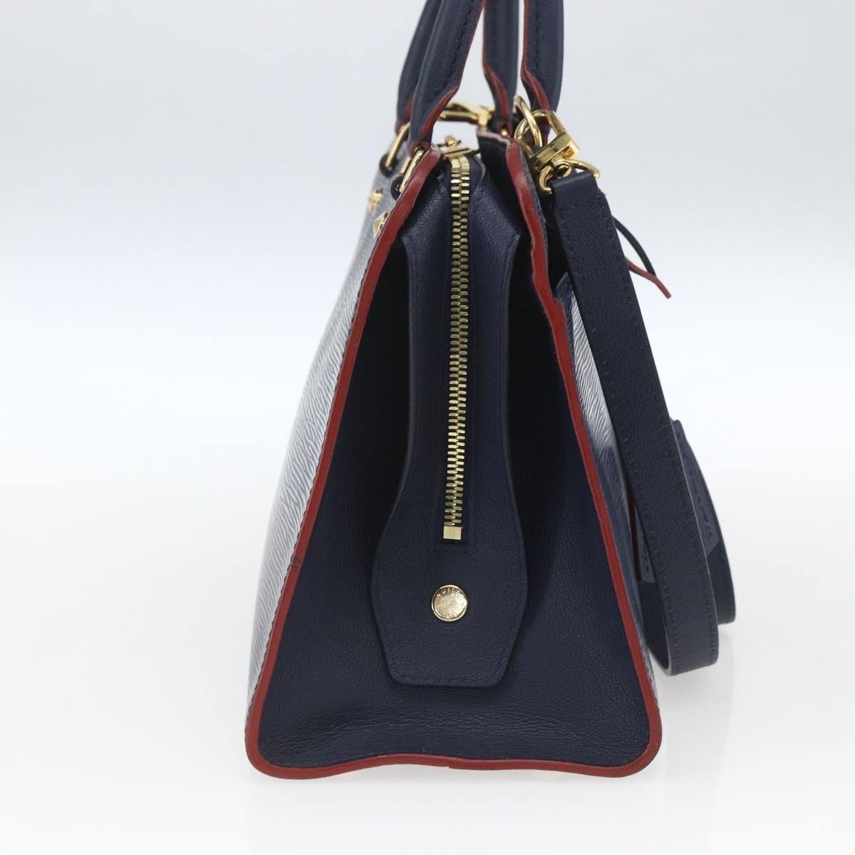 Louis Vuitton Vaneau Handbag Epi Leather Blue Leather Handbag (Authentic  )