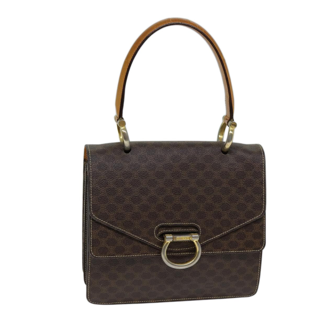 Celine Macadam Handbag Macadam With Leather Brown Canvas Handbag (Authentic  )