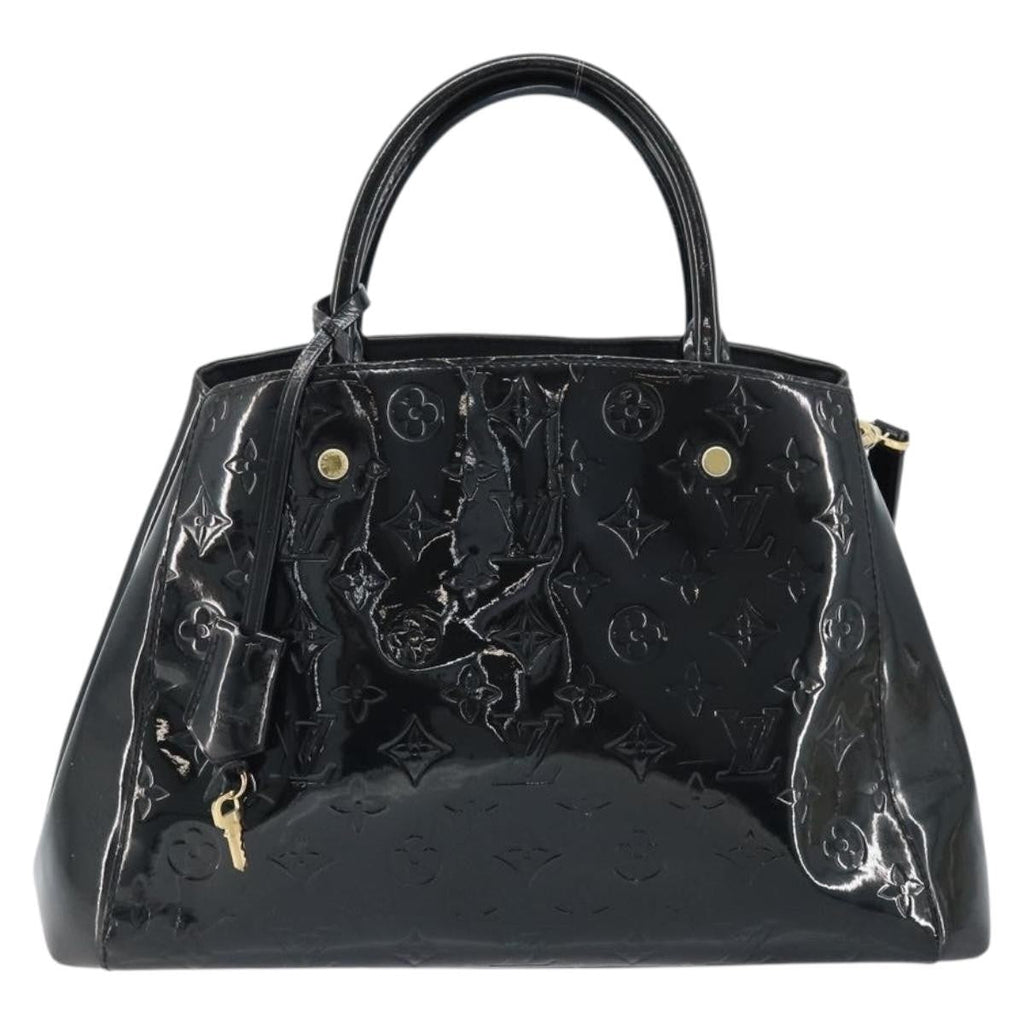 Louis Vuitton Montaigne Handbag Monogram Vernis Black Patent_Leather Handbag (Authentic  )