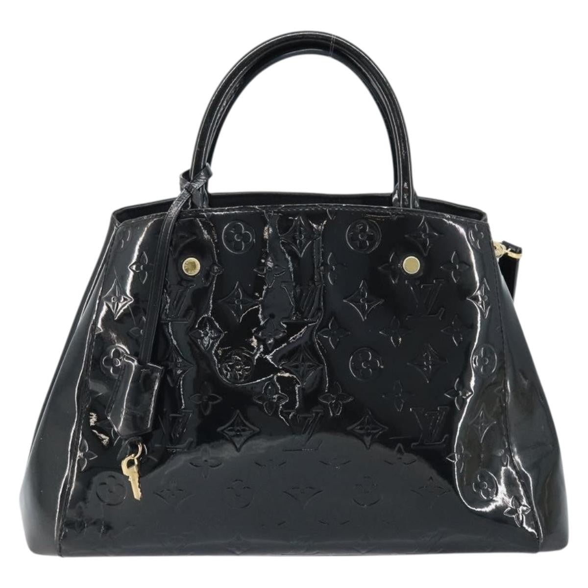 Louis Vuitton Montaigne Handbag Monogram Vernis Black Patent_Leather Handbag (Authentic  )