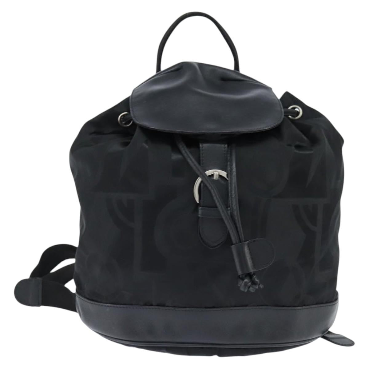Salvatore Ferragamo Flap Buckle Backpack Printed Neoprene Black Nylon Backpack Bag (Authentic  )