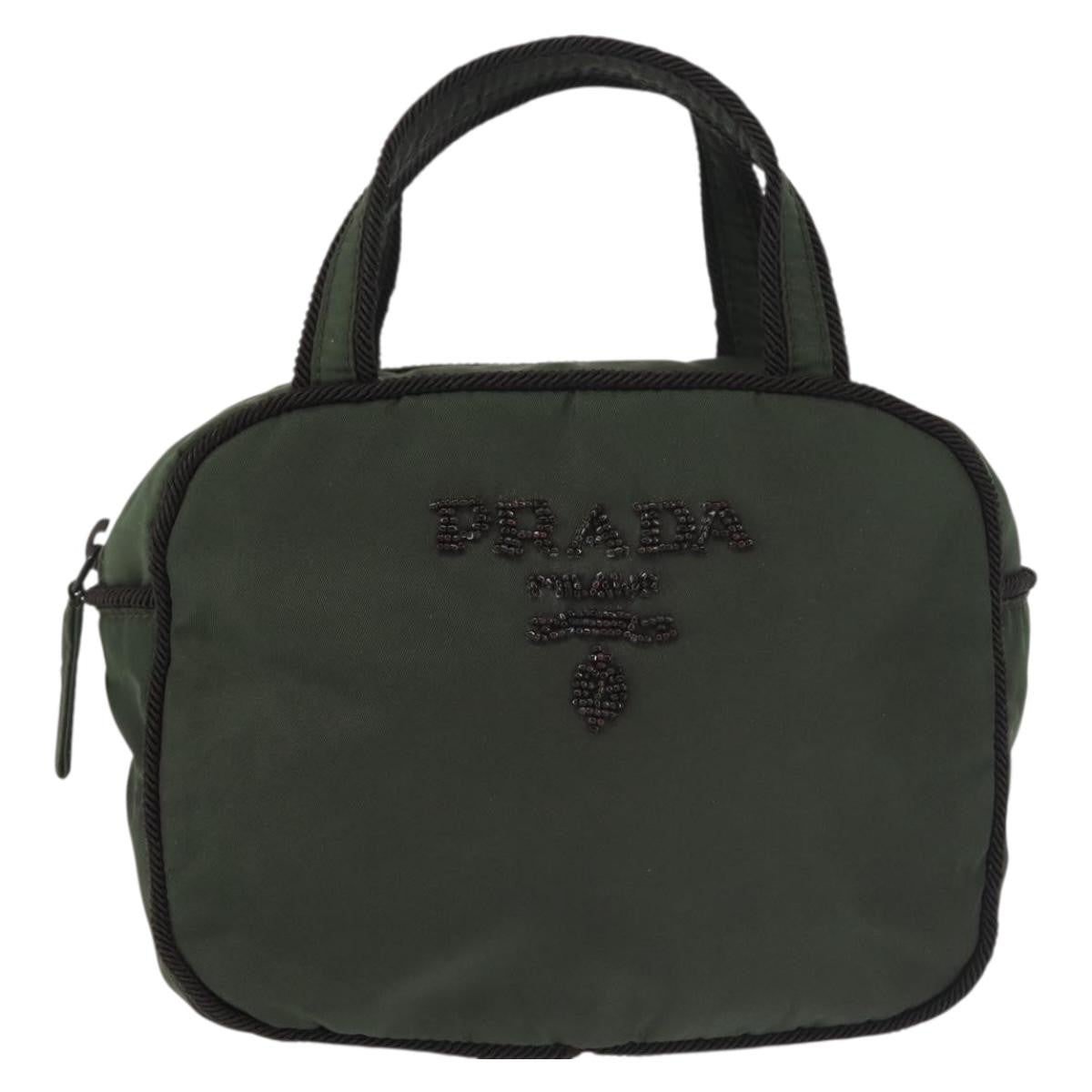 Prada Vintage Handbag Tessuto Khaki Nylon Handbag (Authentic  )