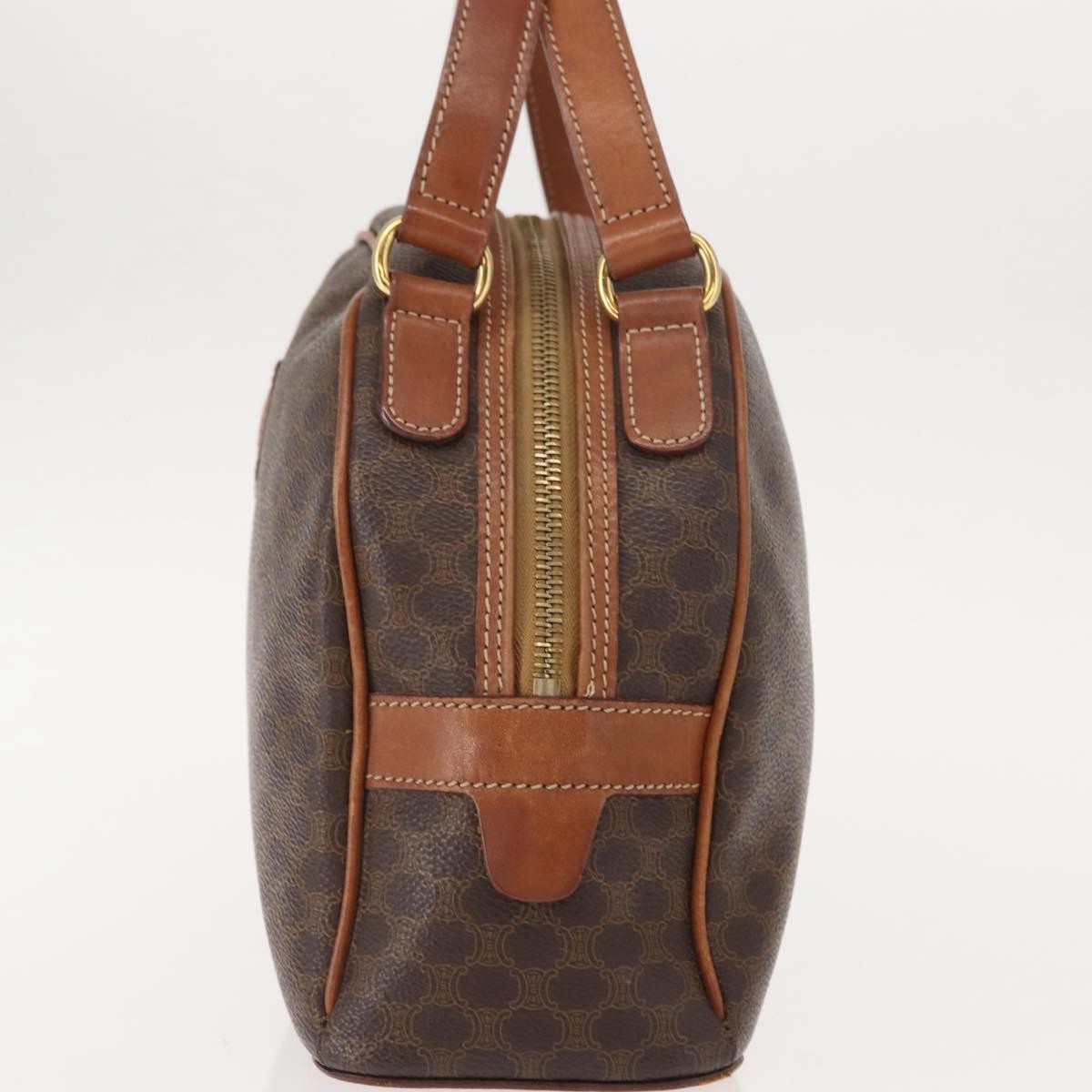 Celine Vintage Macadam Handbag Canvas And Leather Brown Canvas Handbag (Authentic  )