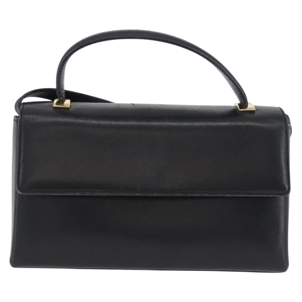 Salvatore Ferragamo Vintage Handbag Leather Black Leather Handbag (Authentic  )