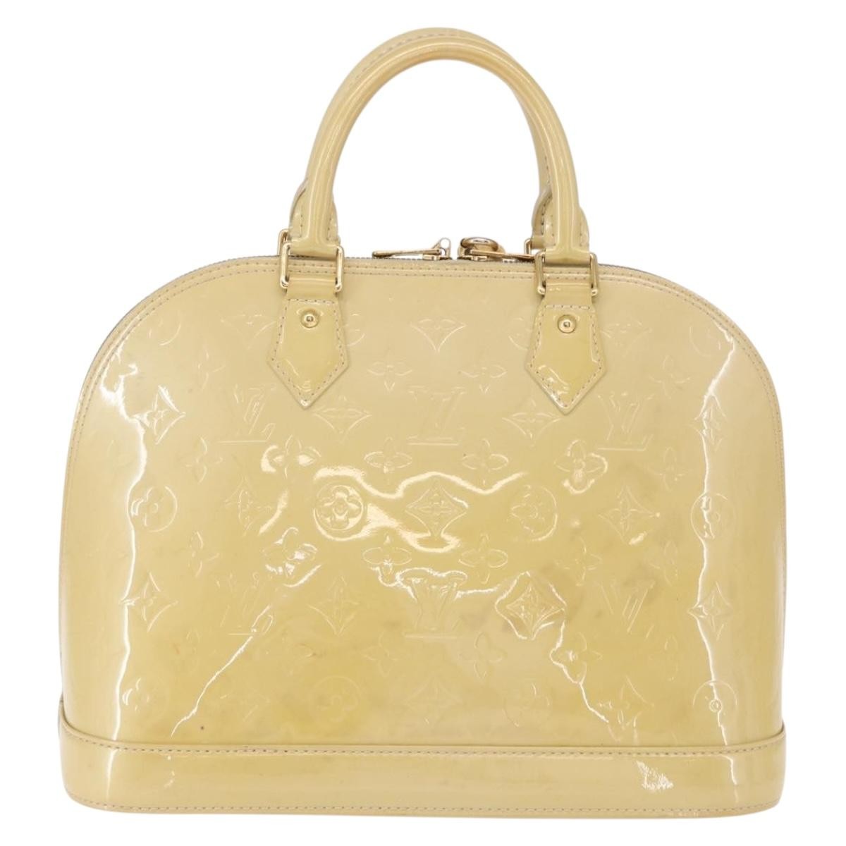 Louis Vuitton Alma Handbag Patent Leather Beige Patent_Leather Handbag (Authentic  )