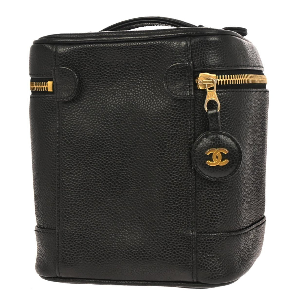 Chanel Vintage Timeless Cosmetic Case Caviar Black Leather Handbag (Authentic  )