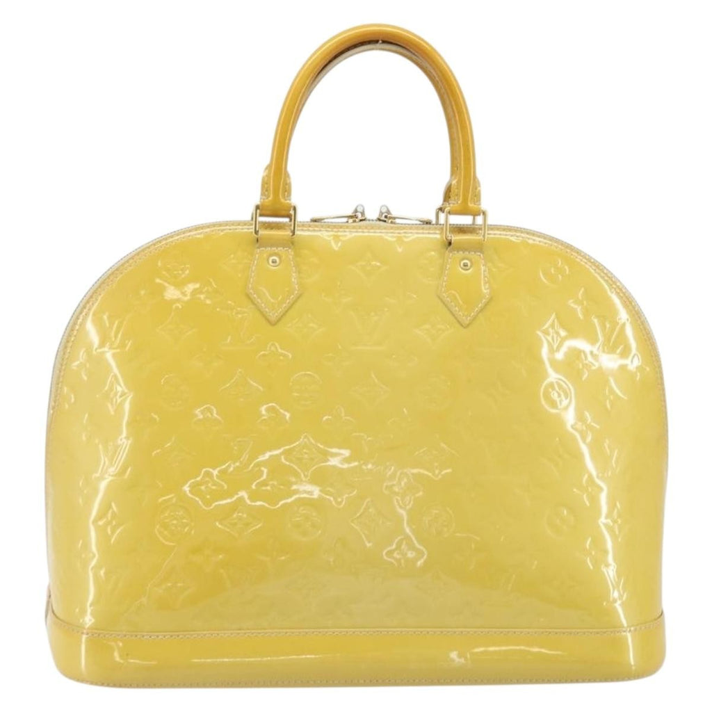 Louis Vuitton Alma Handbag Monogram Vernis Yellow Patent_Leather Handbag (Authentic  )