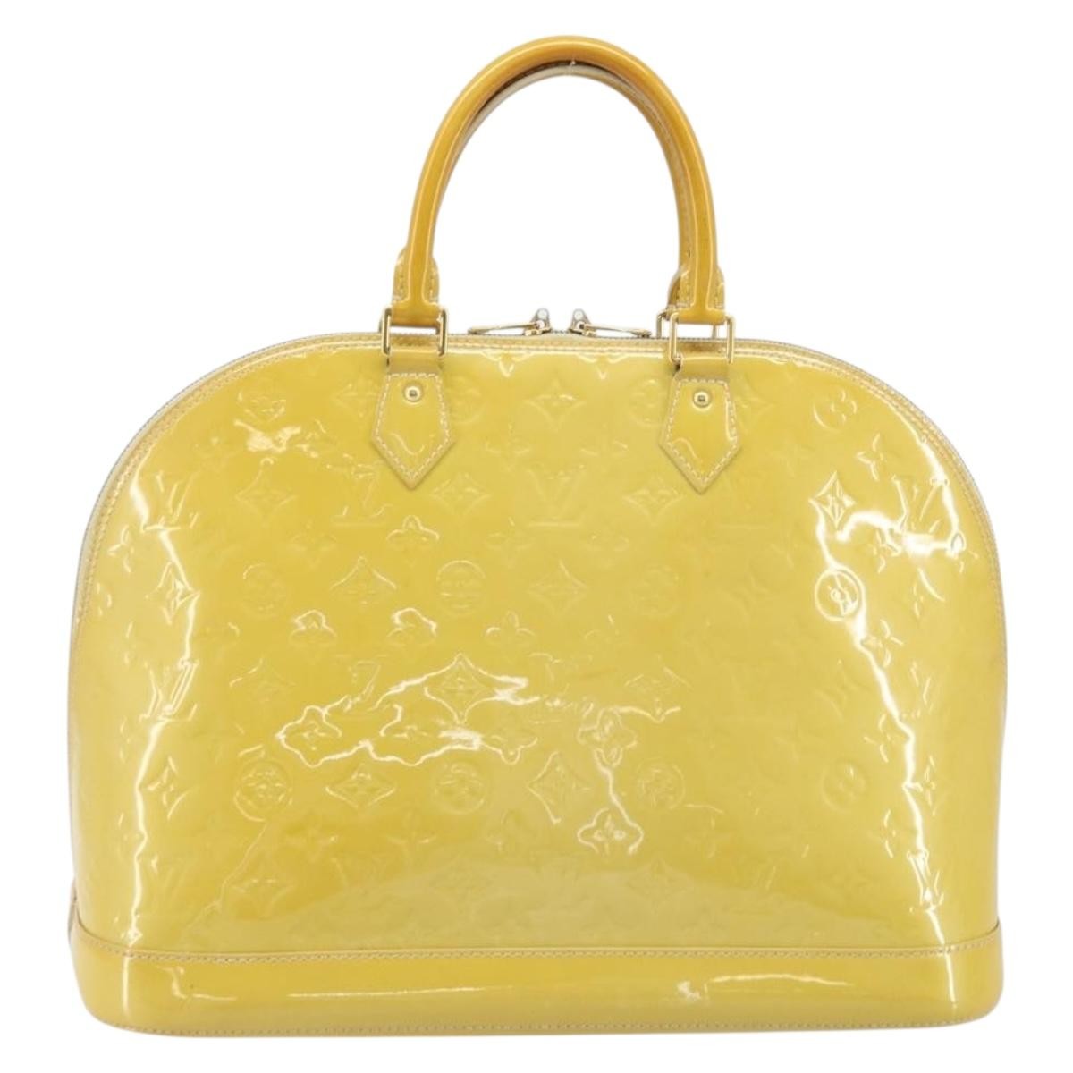 Louis Vuitton Alma Handbag Monogram Vernis Yellow Patent_Leather Handbag (Authentic  )