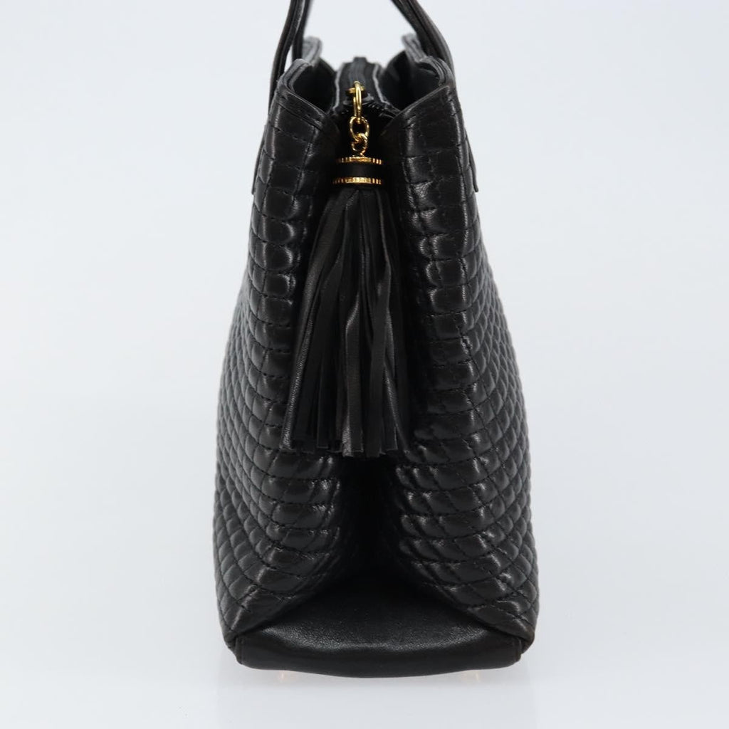 Bally Vintage Handbag Quilted Leather Black Leather Handbag (Authentic  )