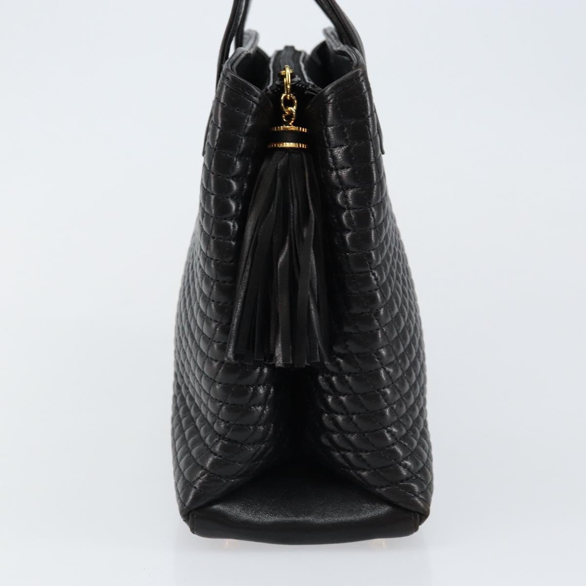 Bally Vintage Handbag Quilted Leather Black Leather Handbag (Authentic  )