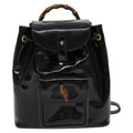 Gucci Vintage Bamboo Backpack Patent Black Patent_Leather Backpack Bag (Authentic  )