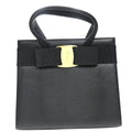 Salvatore Ferragamo Convertible Vara Bow Tote Lizard Embossed Leather Black Leather Handbag (Authentic  )