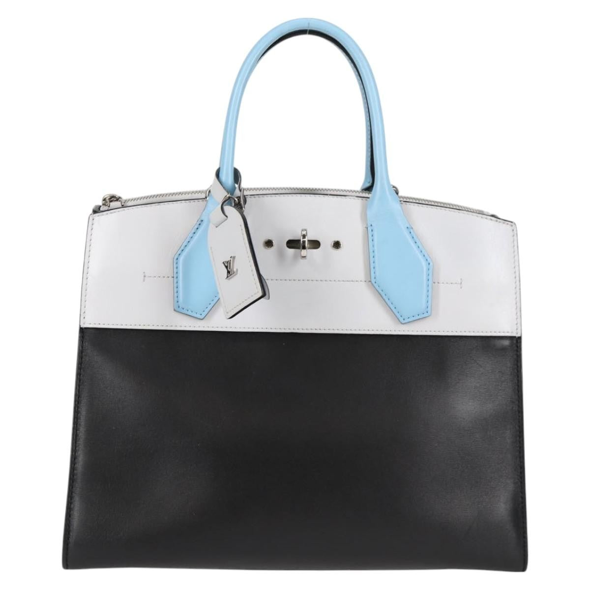 Louis Vuitton City Steamer Handbag Leather Black Leather Handbag (Authentic  )