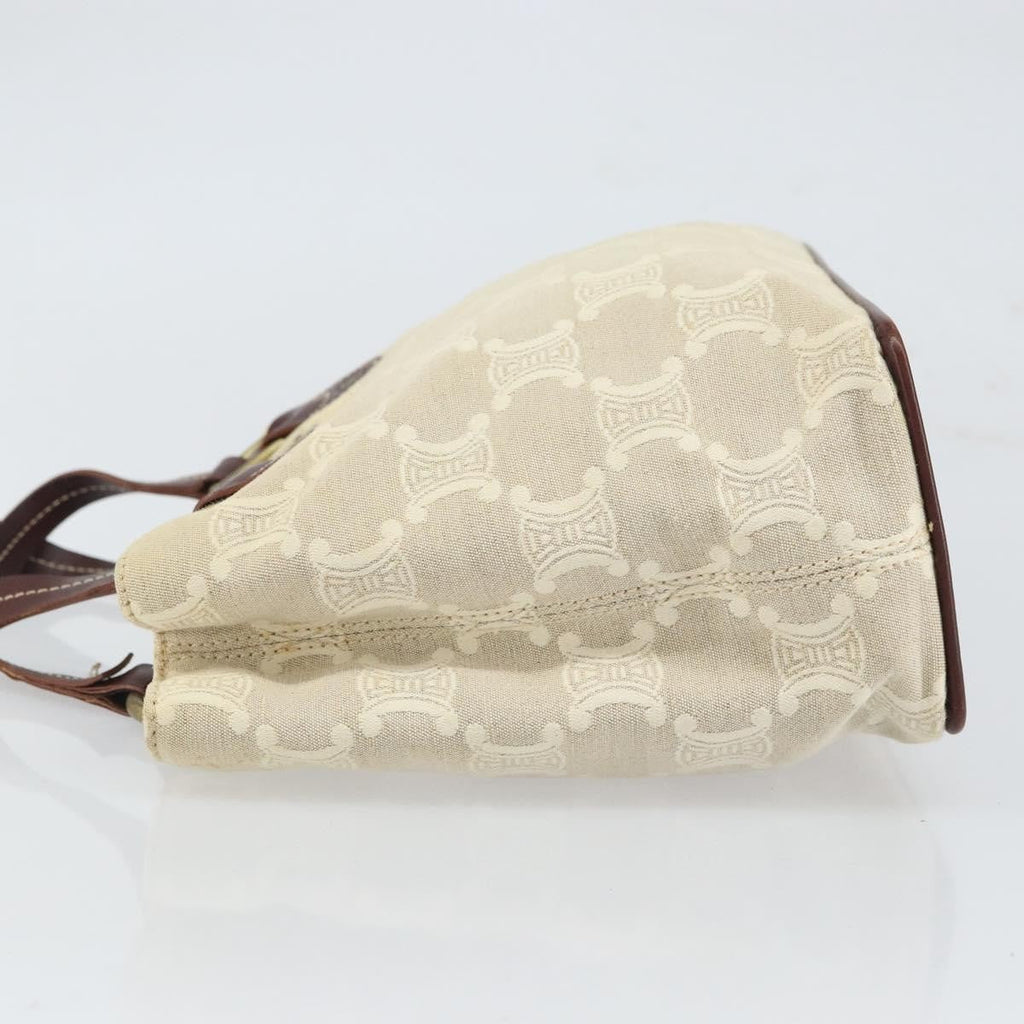 Celine Vintage Macadam Handbag Canvas And Leather Beige Canvas Handbag (Authentic  )
