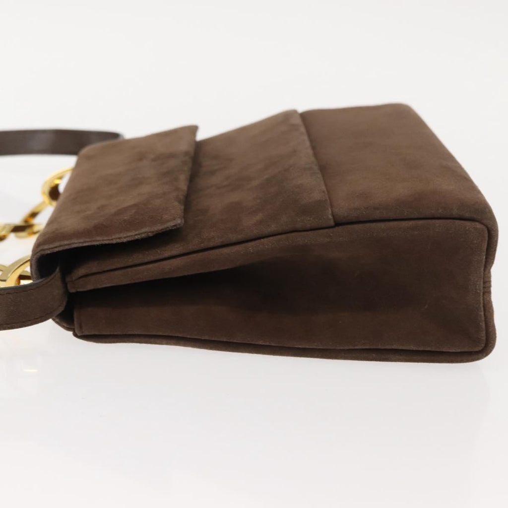 Salvatore Ferragamo Vintage Handbag Suede Brown Suede Handbag (Authentic  )