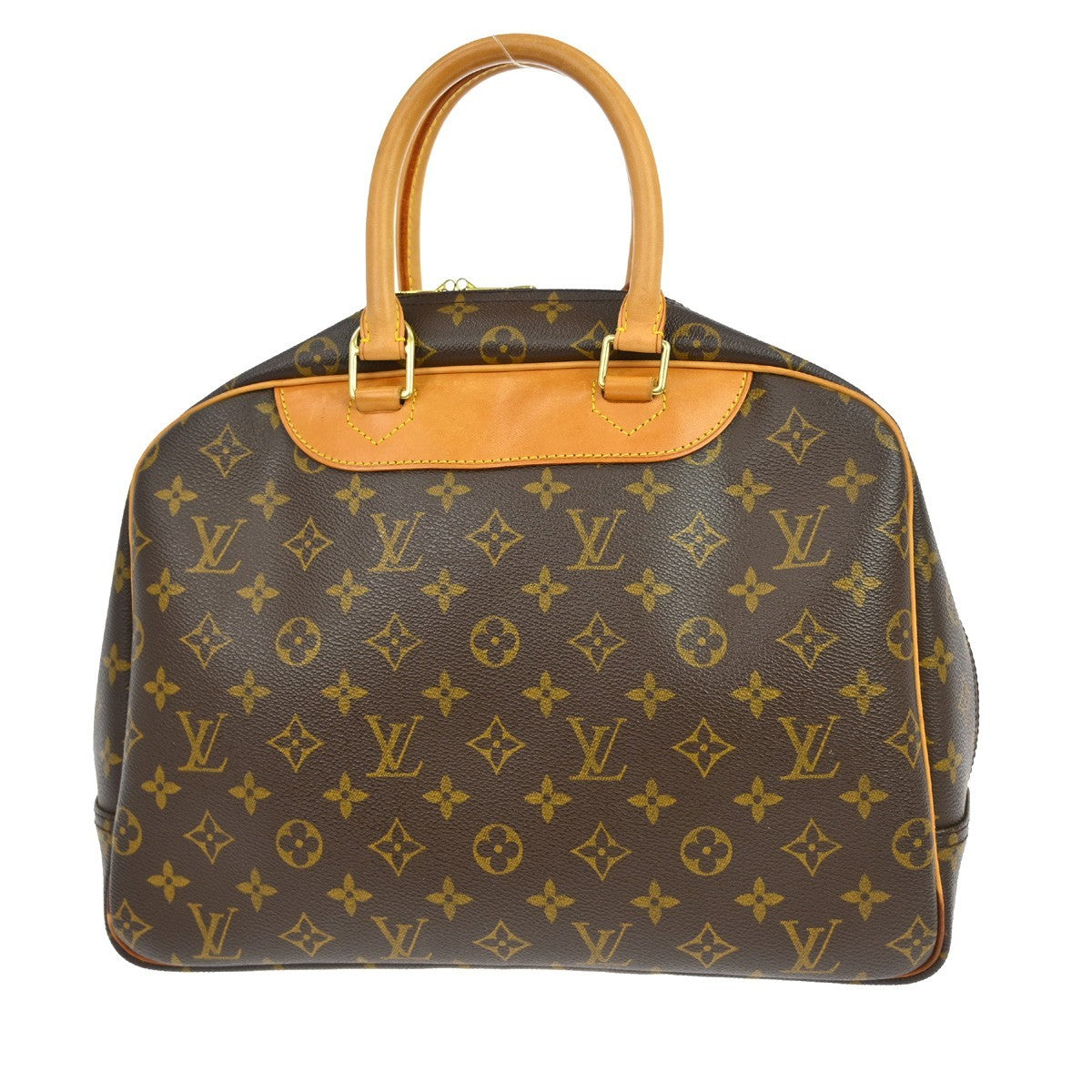 Louis Vuitton Deauville Handbag Monogram Canvas Brown Canvas Handbag (Authentic  )
