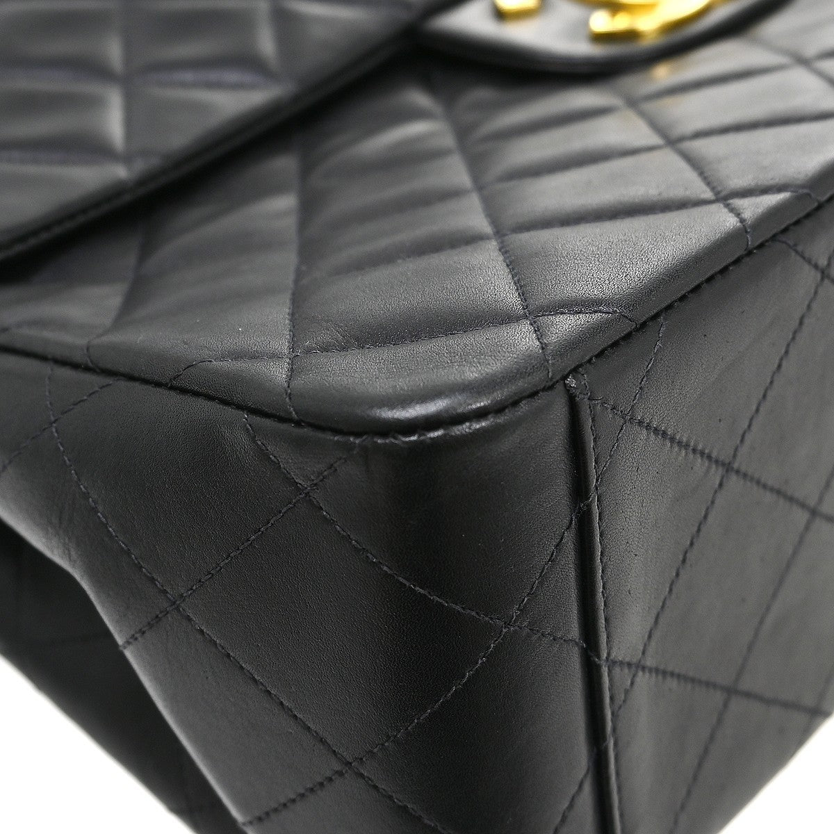 Chanel Flap Shoulder Bag Leather Black Leather Handbag ( )