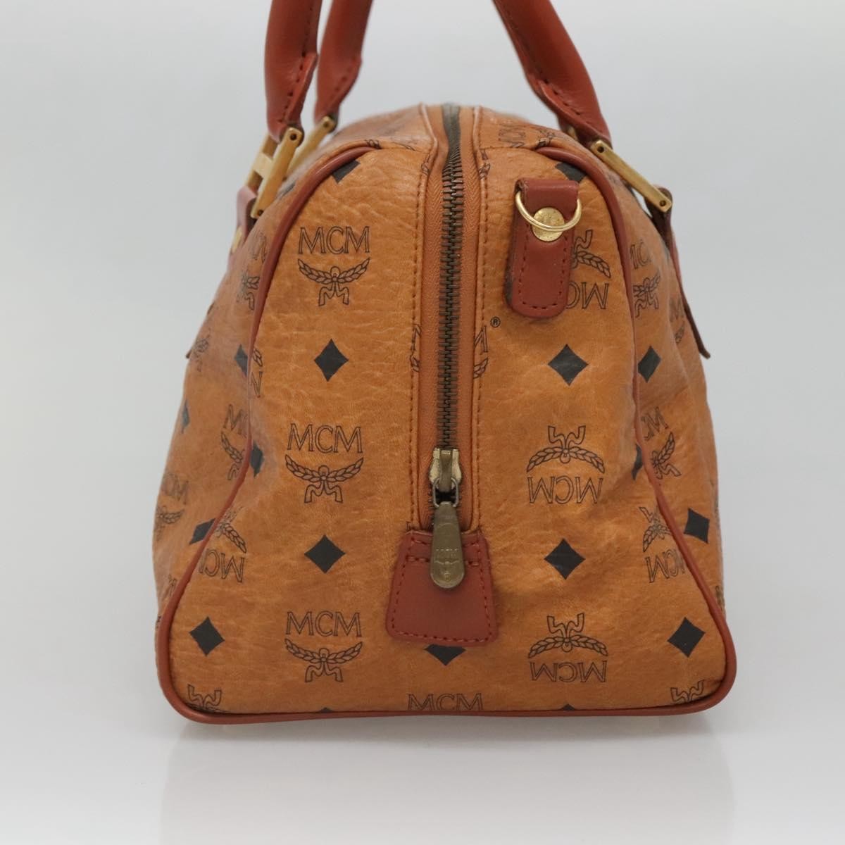 MCM Visetos Handbag Canvas And Leather Brown Pvc Handbag (Authentic  )